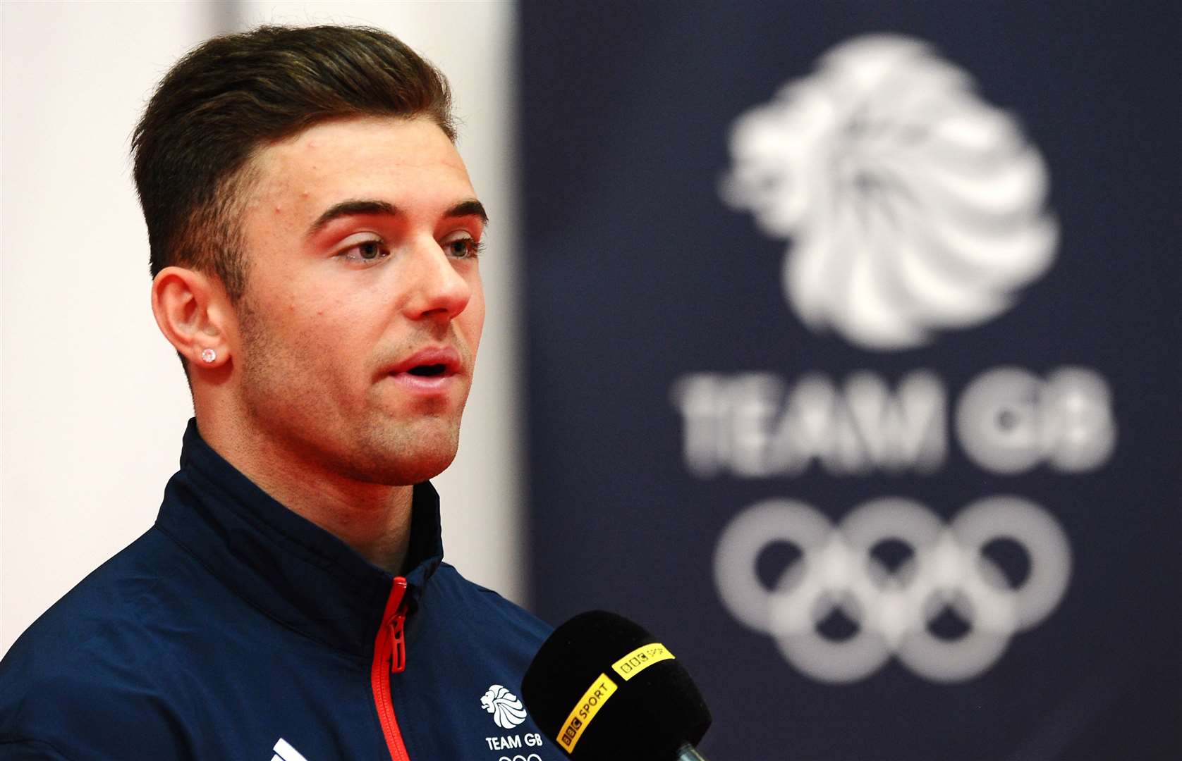 Gymnast Giarnni Regini-Moran speaks to the press ahead of the European Games Picture: Zac Goodwin/PA Wire