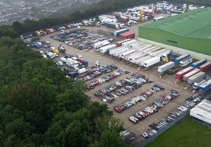 Boats used to cross the English Channel by people thought to be migrants are stored at a facility in Dover, Kent (Gareth Fuller/PA)