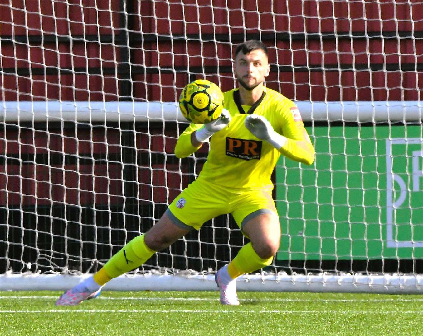 Sheppey goalkeeper Aiden Prall on his way to a clean sheet. Picture: Marc Richards