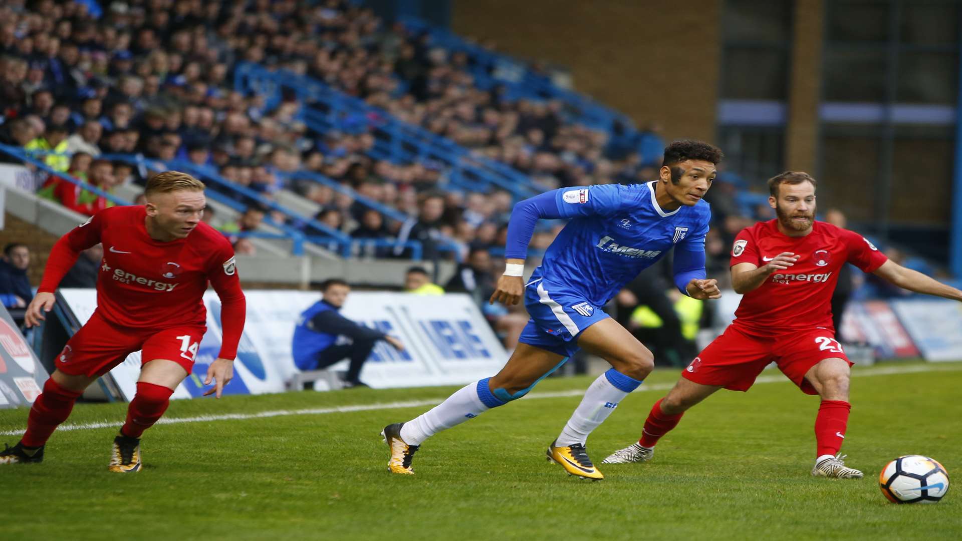 Sean Clare cuts in between two Orient defenders Picture: Andy Jones