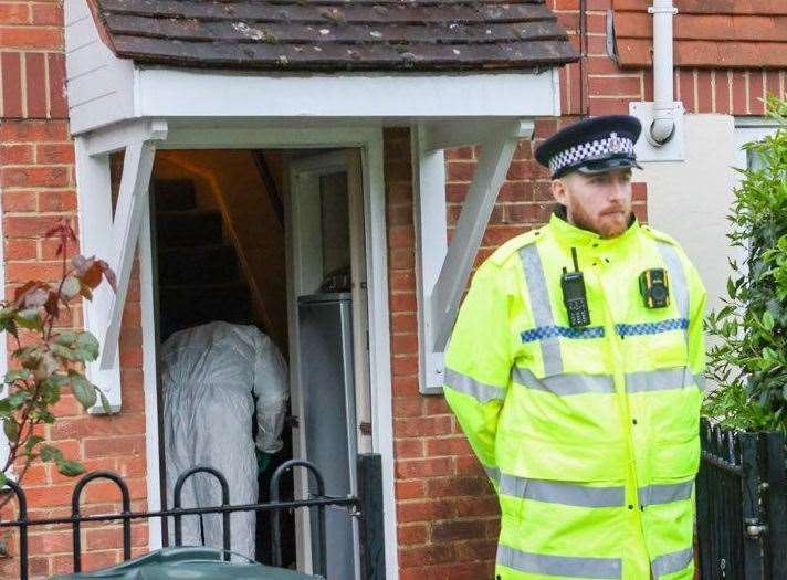 Police remain at the scene in Priory Road, Dartford. Picture: UKNIP