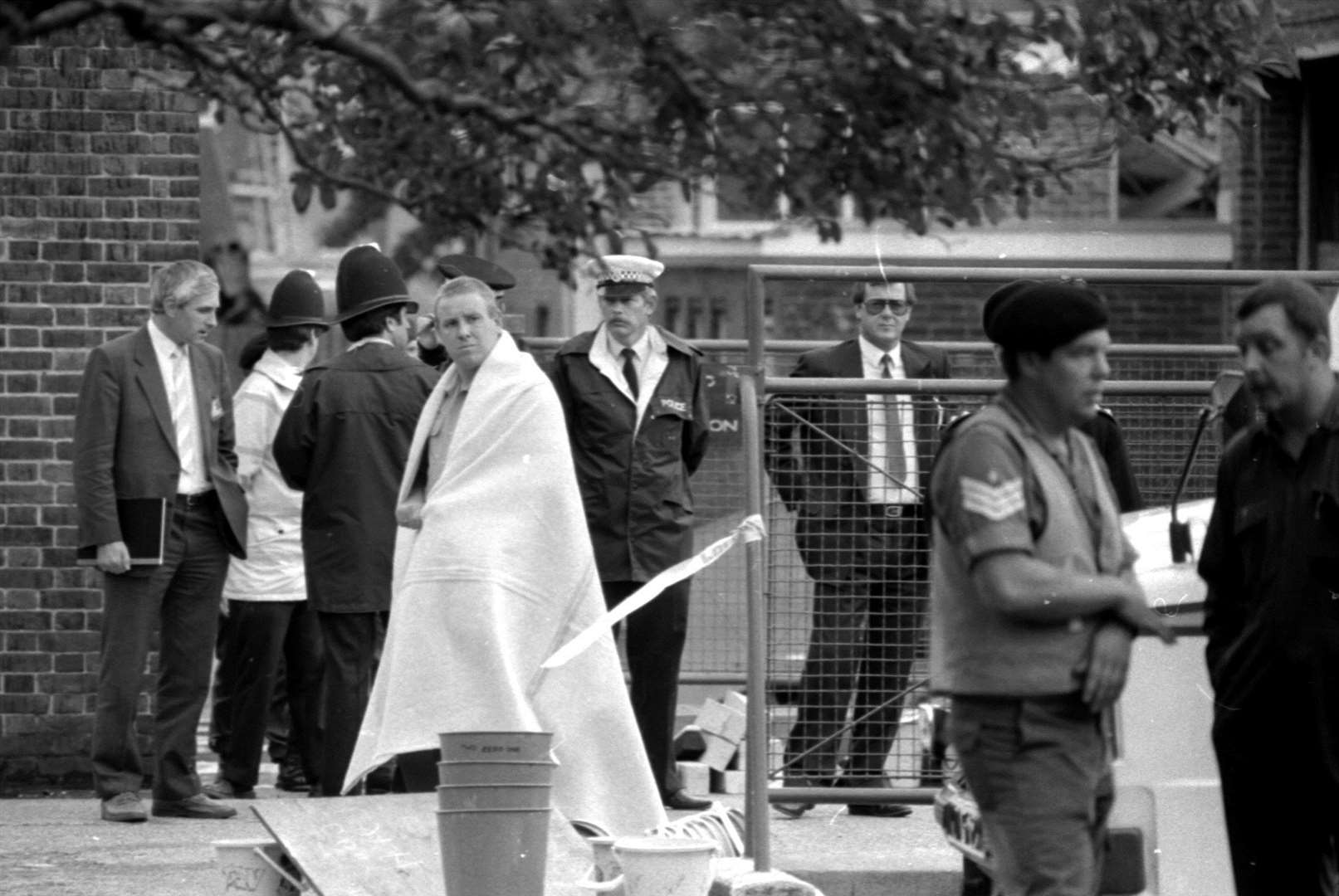 The aftermath of the Deal bombing at the Royal Marines School of Music Building on September 22, 1989