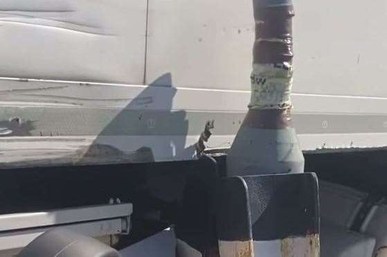 A lorry got wedged between a notorious pinch-point by the Eurolink business park in Sittingbourne. Picture: Kenny Butlins