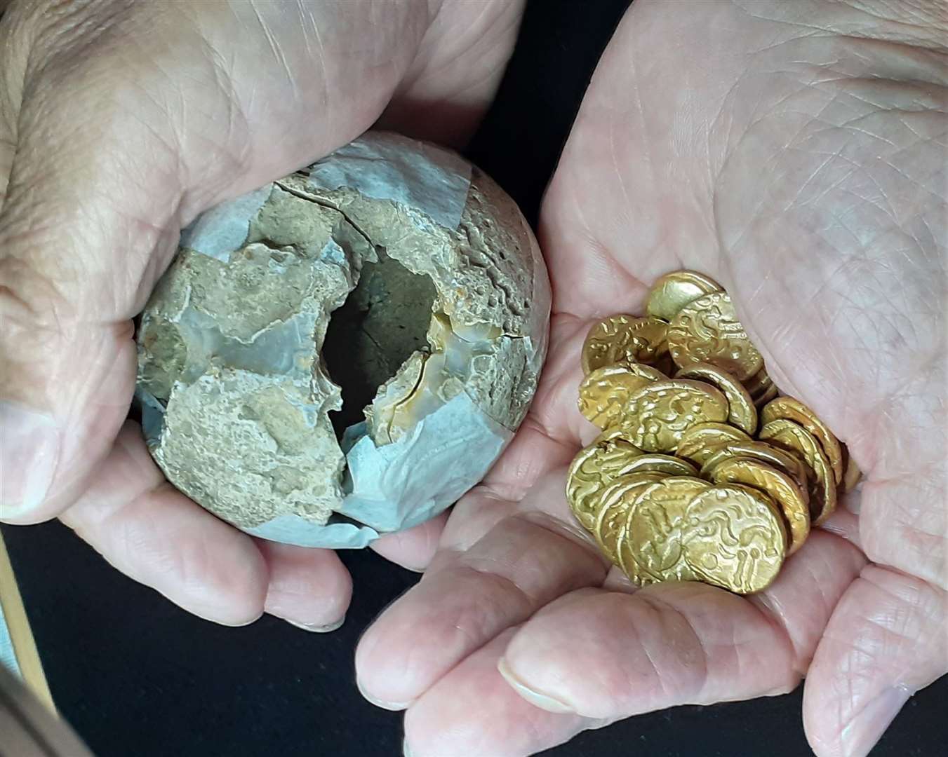 The coins were concealed within a flint nodule. Picture: Tony Asquith