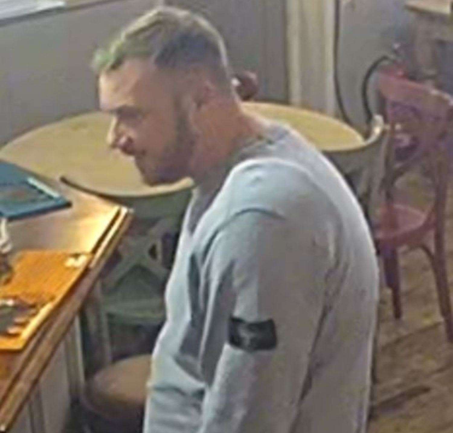 William Cosier pictured on CCTV at the Queen's Head pub in Boughton-under-Blean, where he had been drinking before fatally stabbing Adam Pritchard outside. Pic: Crown Prosecution Service