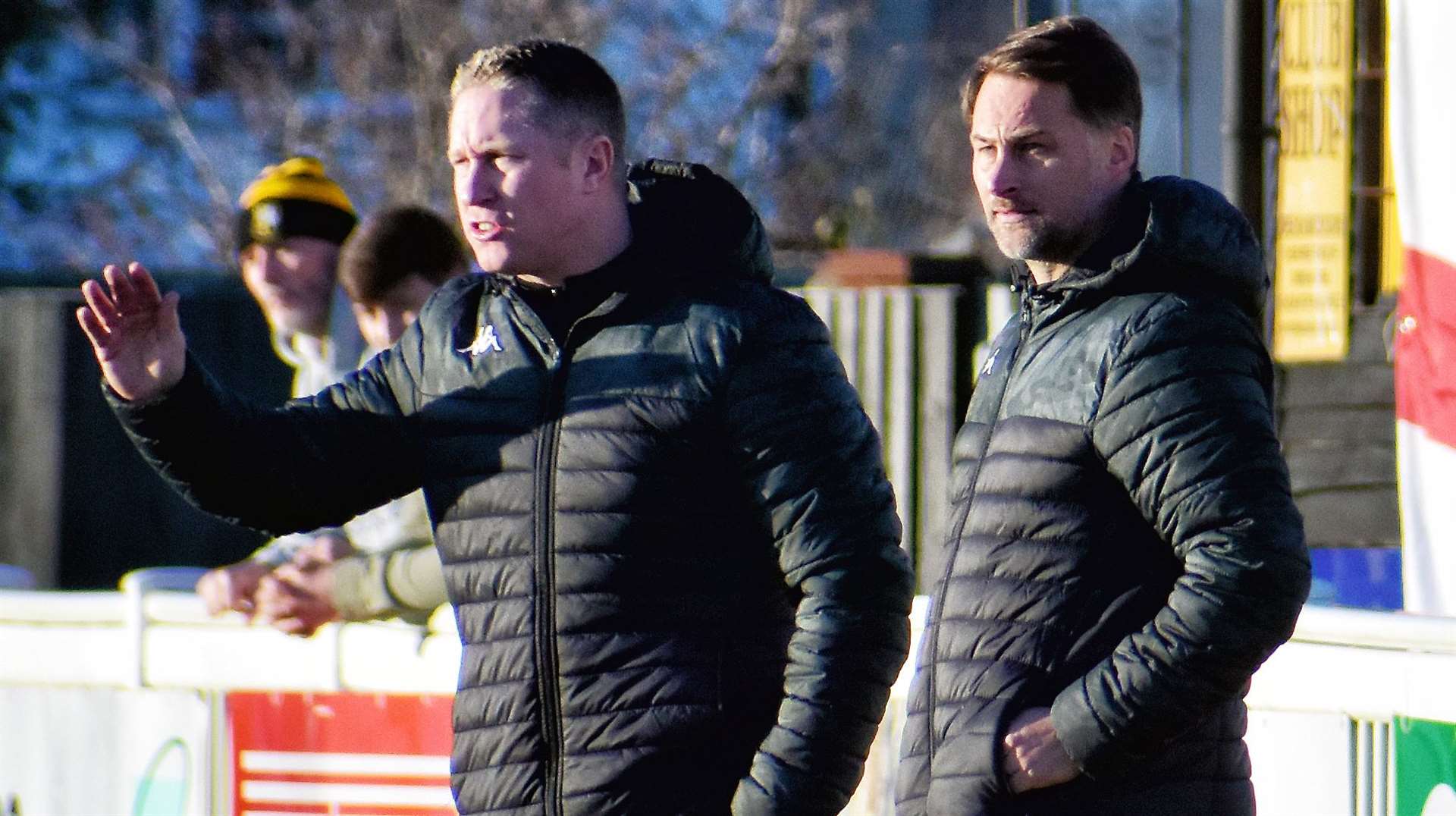 Folkestone head coaches Roland Edge and Micheal Everitt. Picture: Randolph File