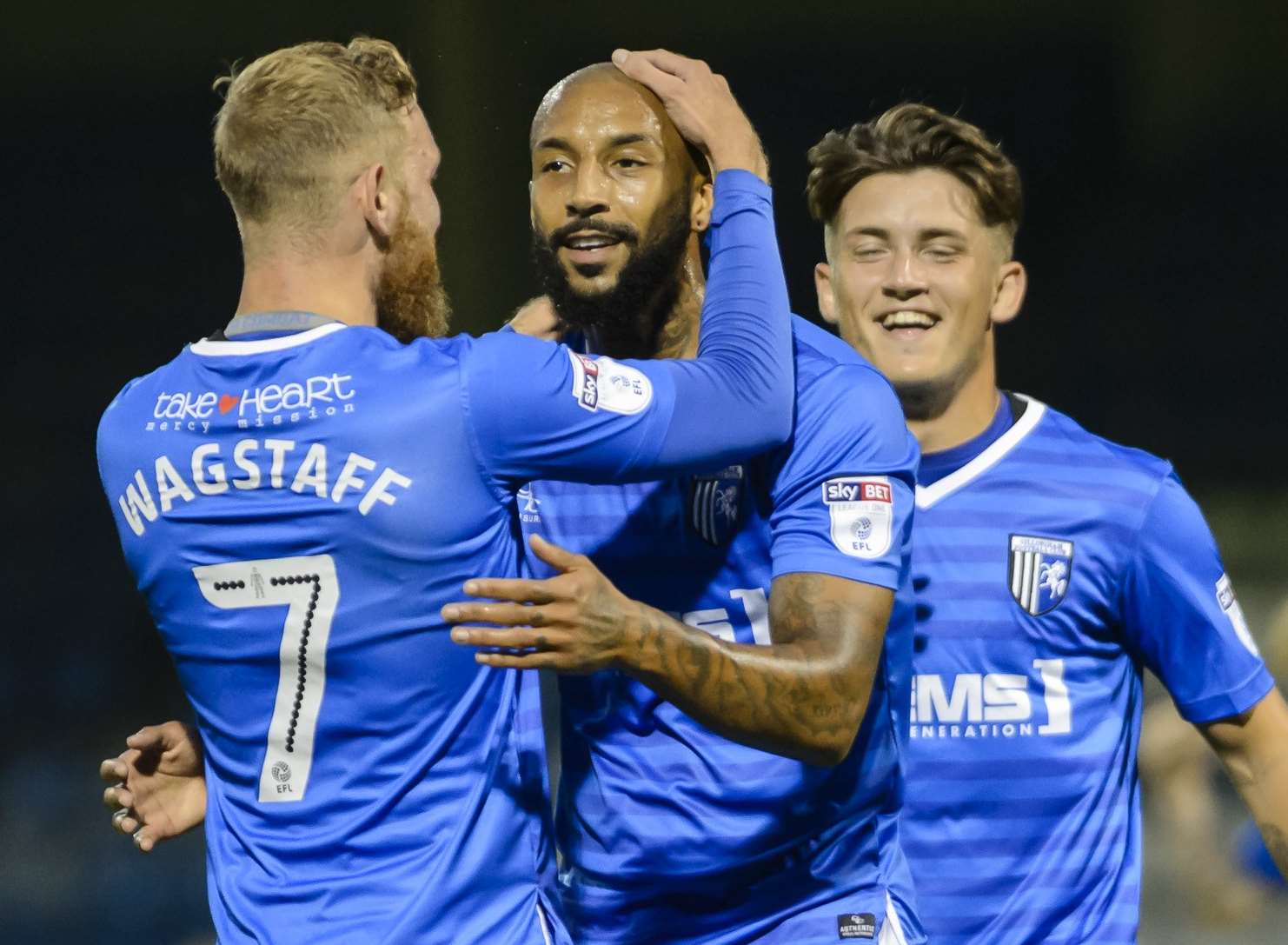 Scott Wagstaff congratulates Josh Parker on his goal. Picture: Andy Payton