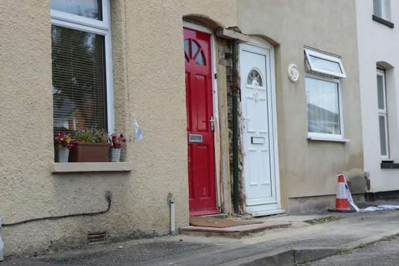 Damage at a house in Birling Road, Snodland, after a car crashed into it. Picture: Martin Apps