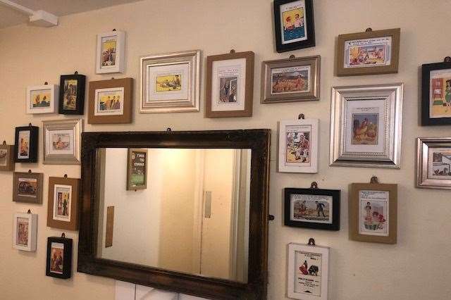 For those who enjoy a chuckle at old saucy seaside postcards there's an interesting framed collection on one wall of the toilet