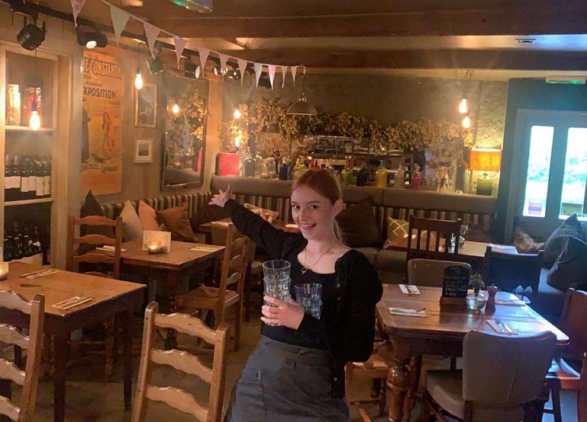 KentOnline reporter Millie Bowles in her previous job working at a gastropub