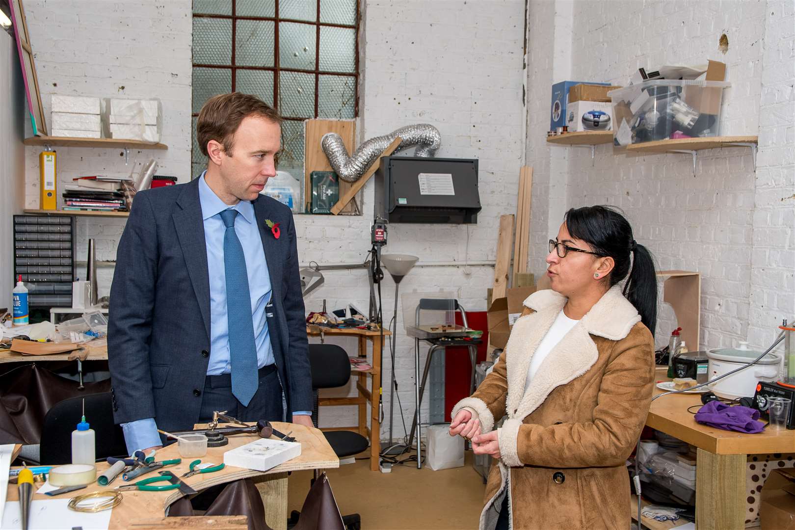 Culture Minister Matthew Hancock with jeweller Angeli Yara