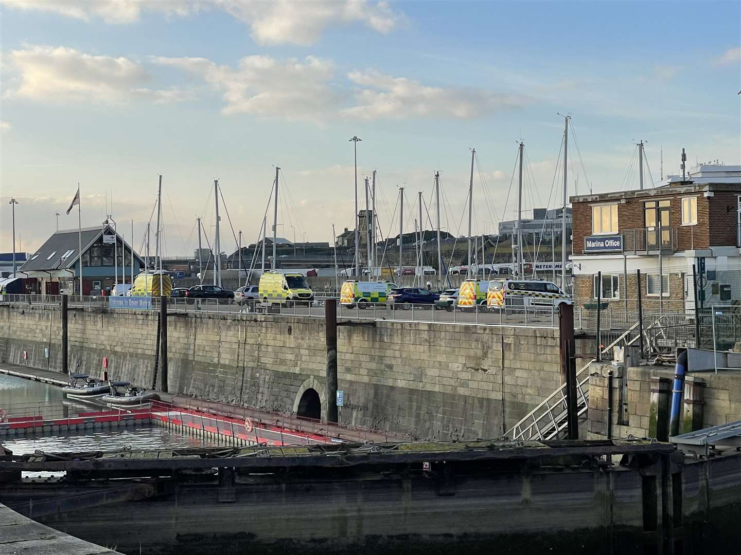 Emergency crews at the scene this morning in Dover