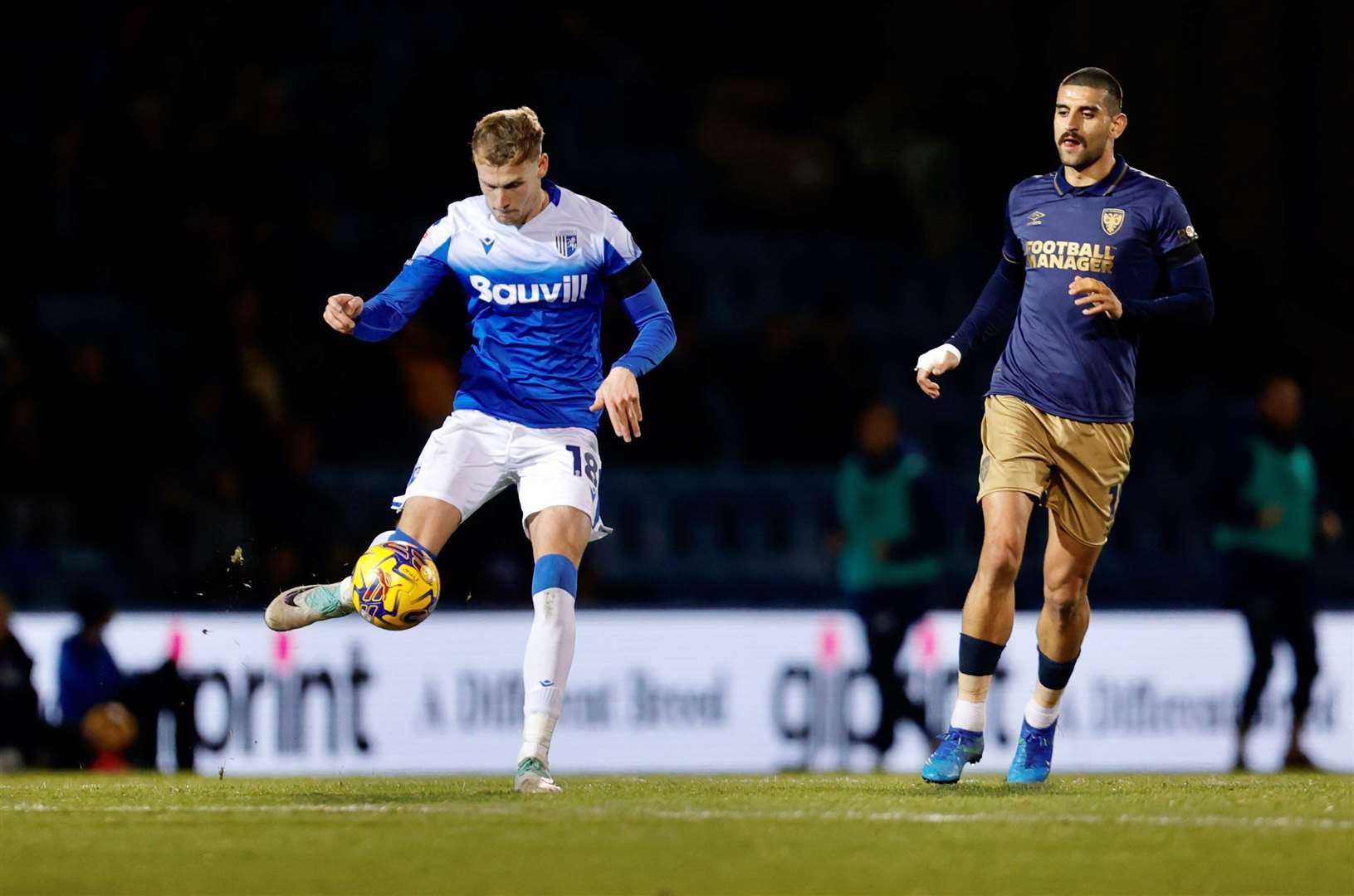 Ethan Coleman on the ball for Gillingham Picture: @Julian_KPI