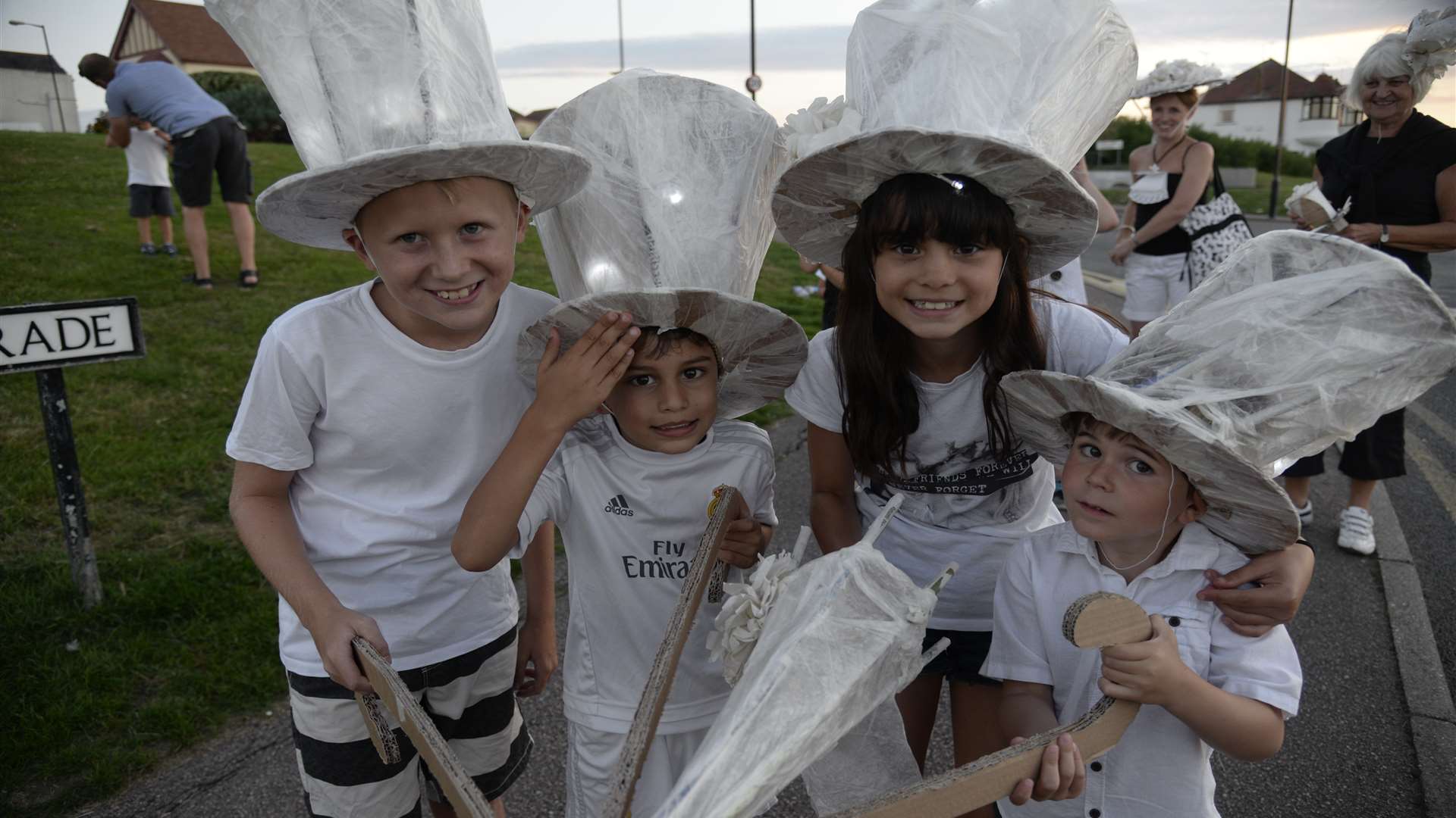 Daniel Sexton, Joe Sheriyar, Imogen Sheriyar and Miles Codd enjoying the lantern parade