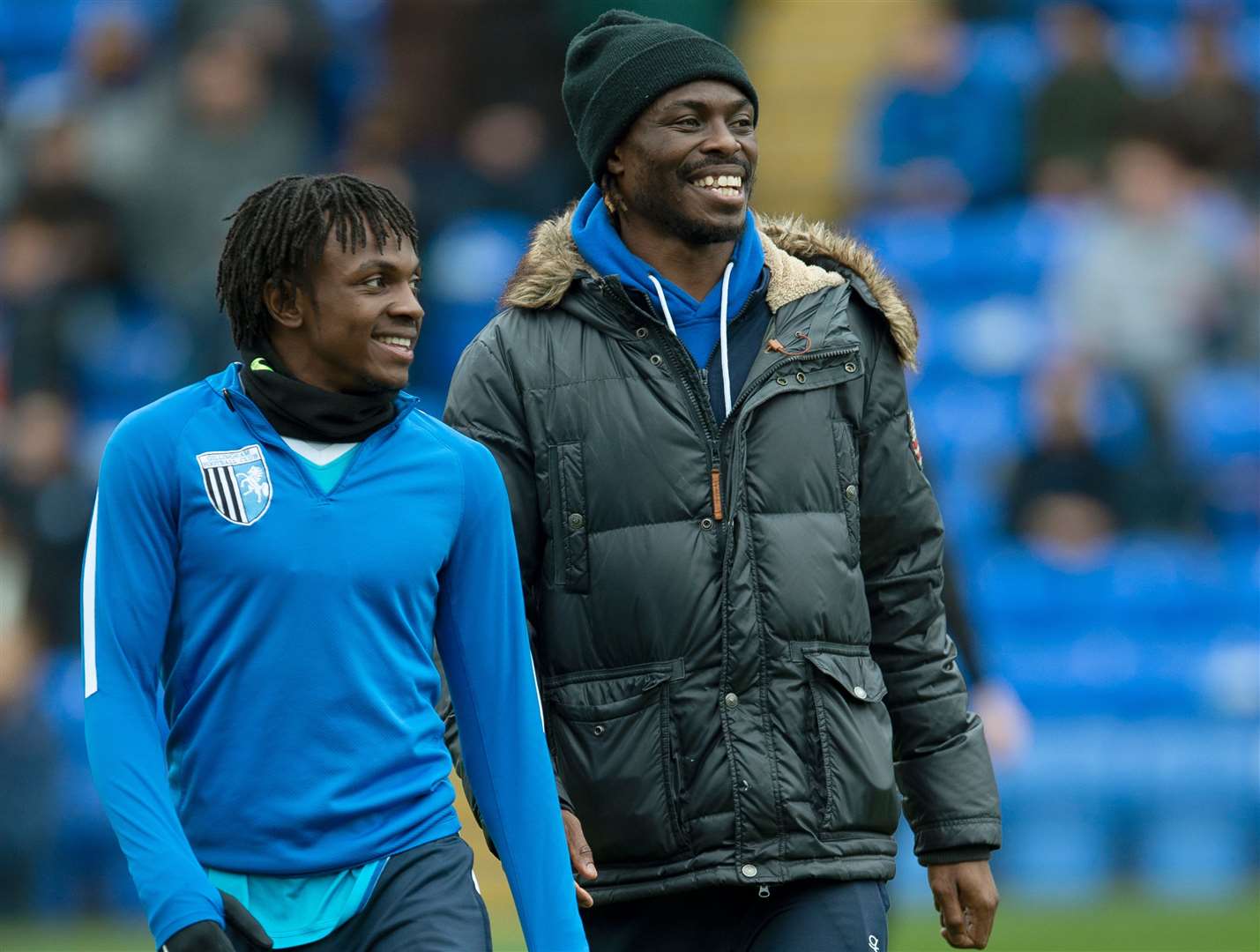 Gabriel Zakuani, right, at Peterborough vs Gillingham earlier this month