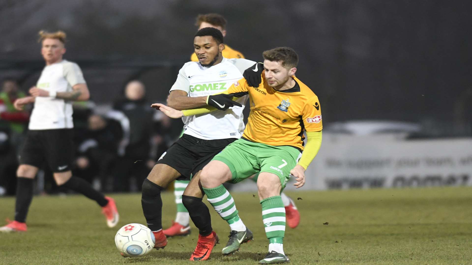 Kane Richards battles for the ball. Picture: Tony Flashman