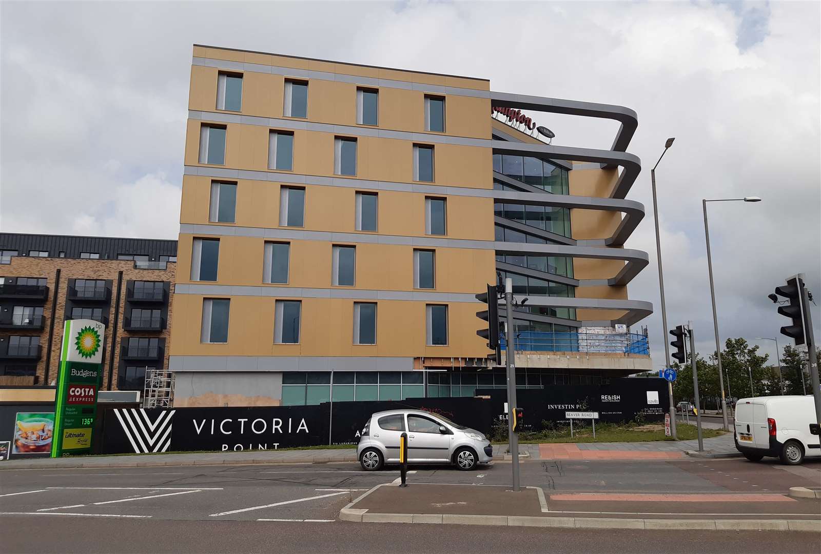 The hotel sits next to the BP petrol station in Beaver Road