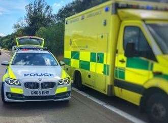 The biker was taken to a local hospital. Stock picture