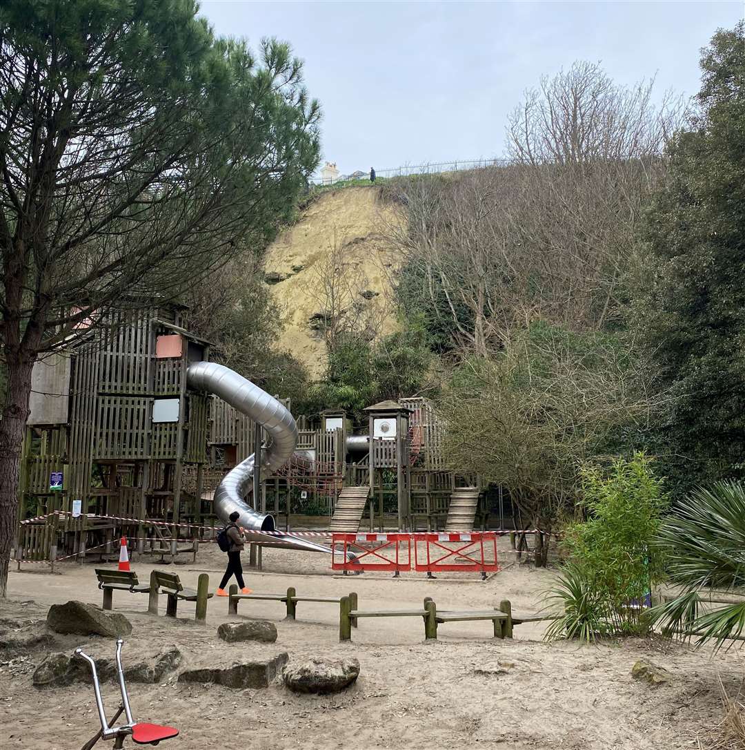 A view from the Lower Leas Coastal Park of the most recent landslide to hit the area. Picture credit: Stephen West