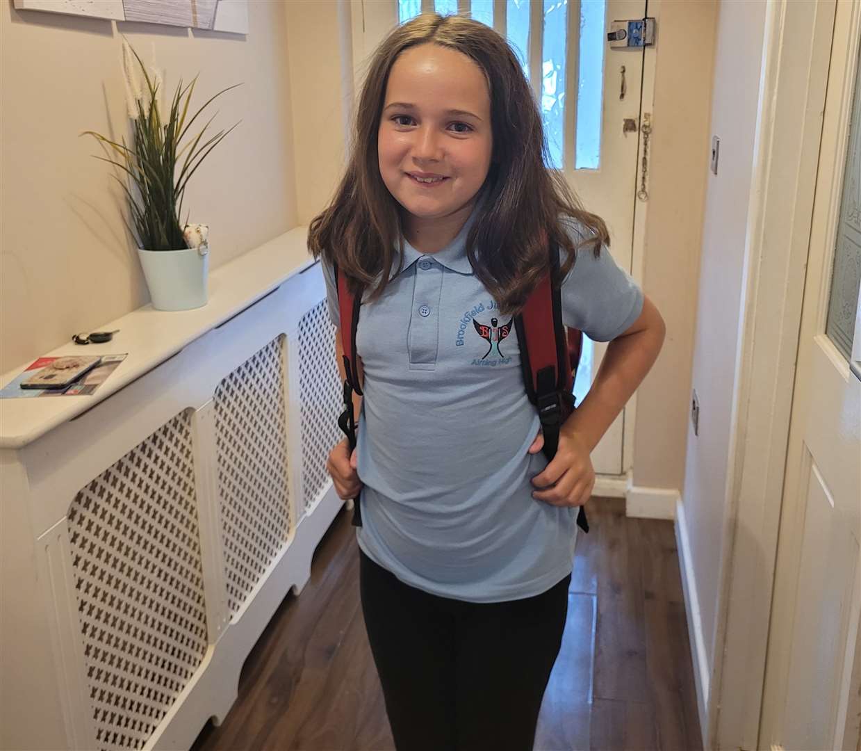 Abigail Green, 11, in her uniform she wore to her transition day at Aylesford Secondary School. Picture: Amanda Green