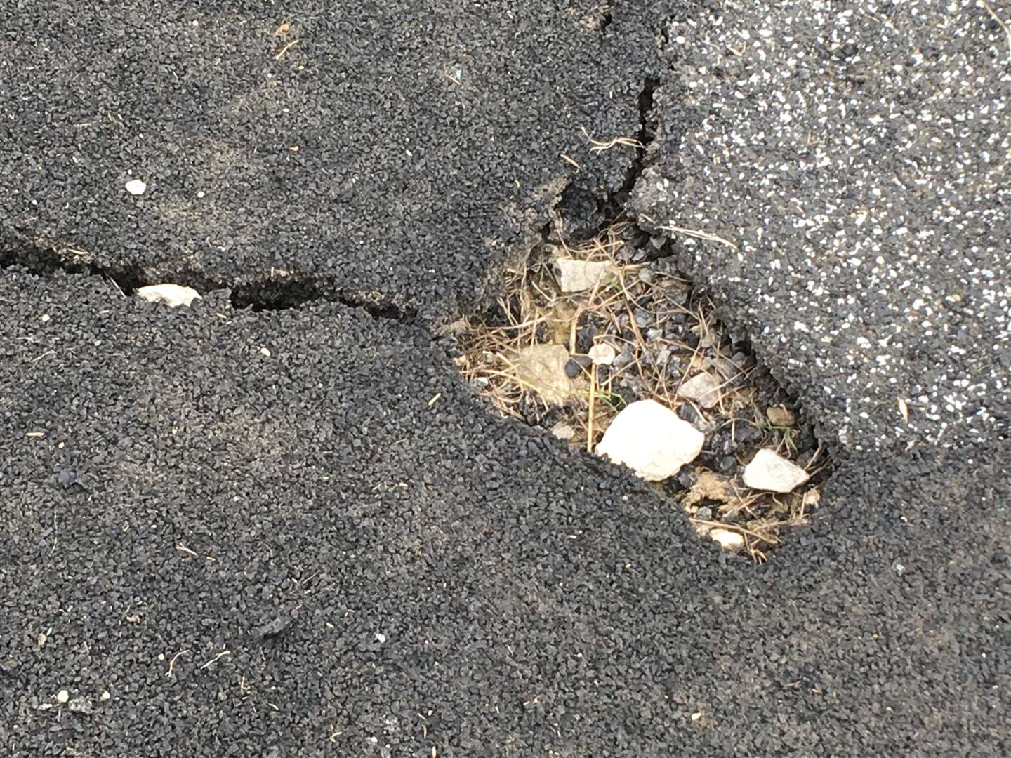 Chunks of the floor have been removed and allegedly thrown around the playground