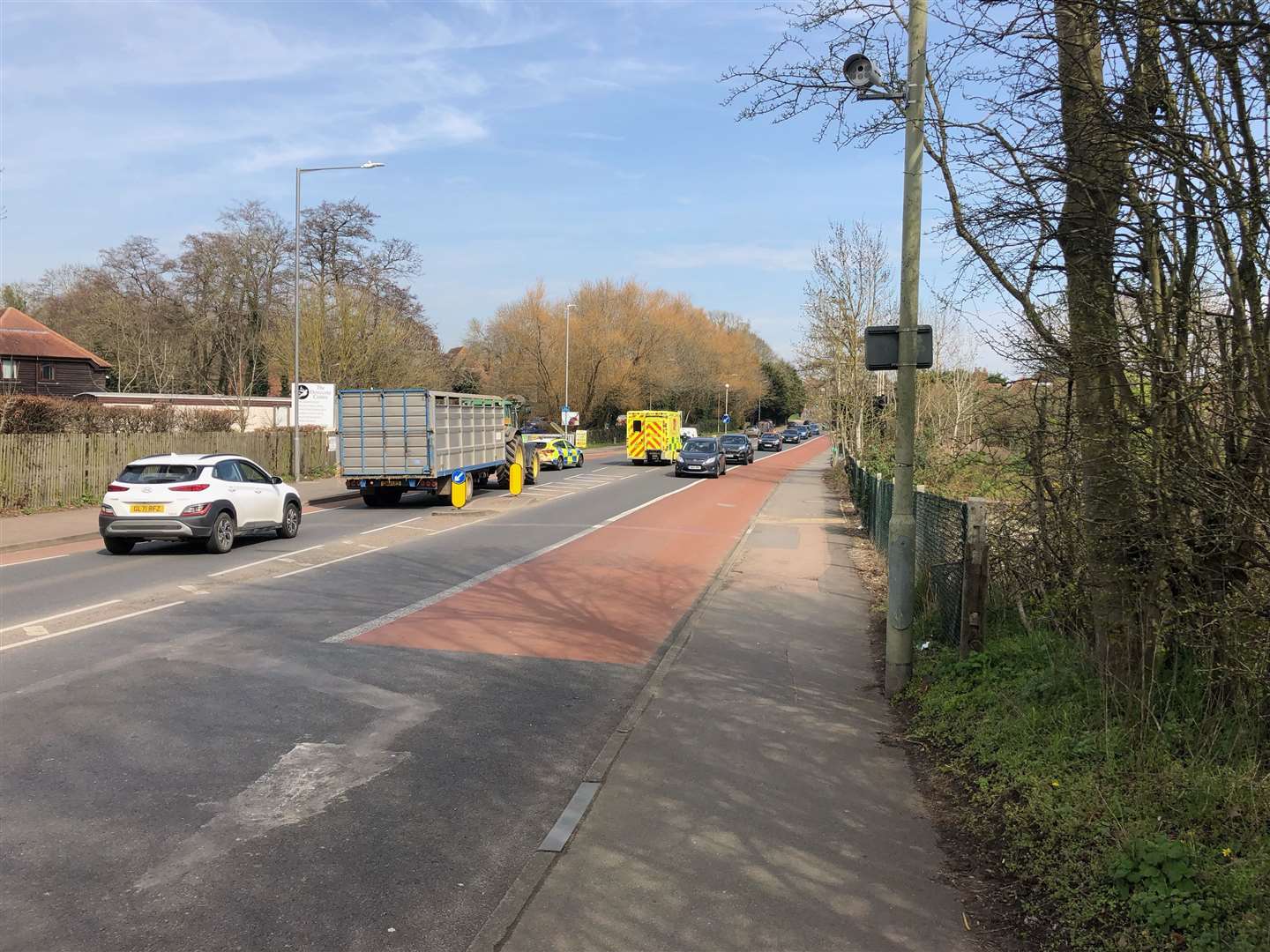 The incident involved a cyclist and a car on the A28