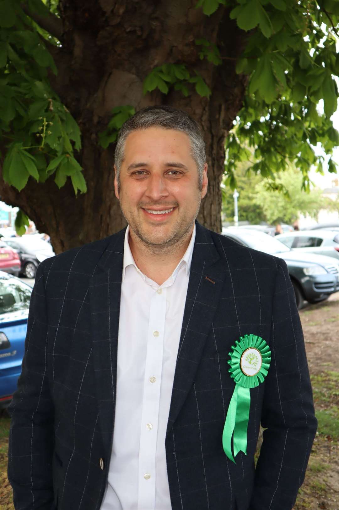 A beaming Rich Lehmann (Green) after snatching Swale East from the Tories at the KCC count at the Swallows Leisure Centre, Sittingbourne