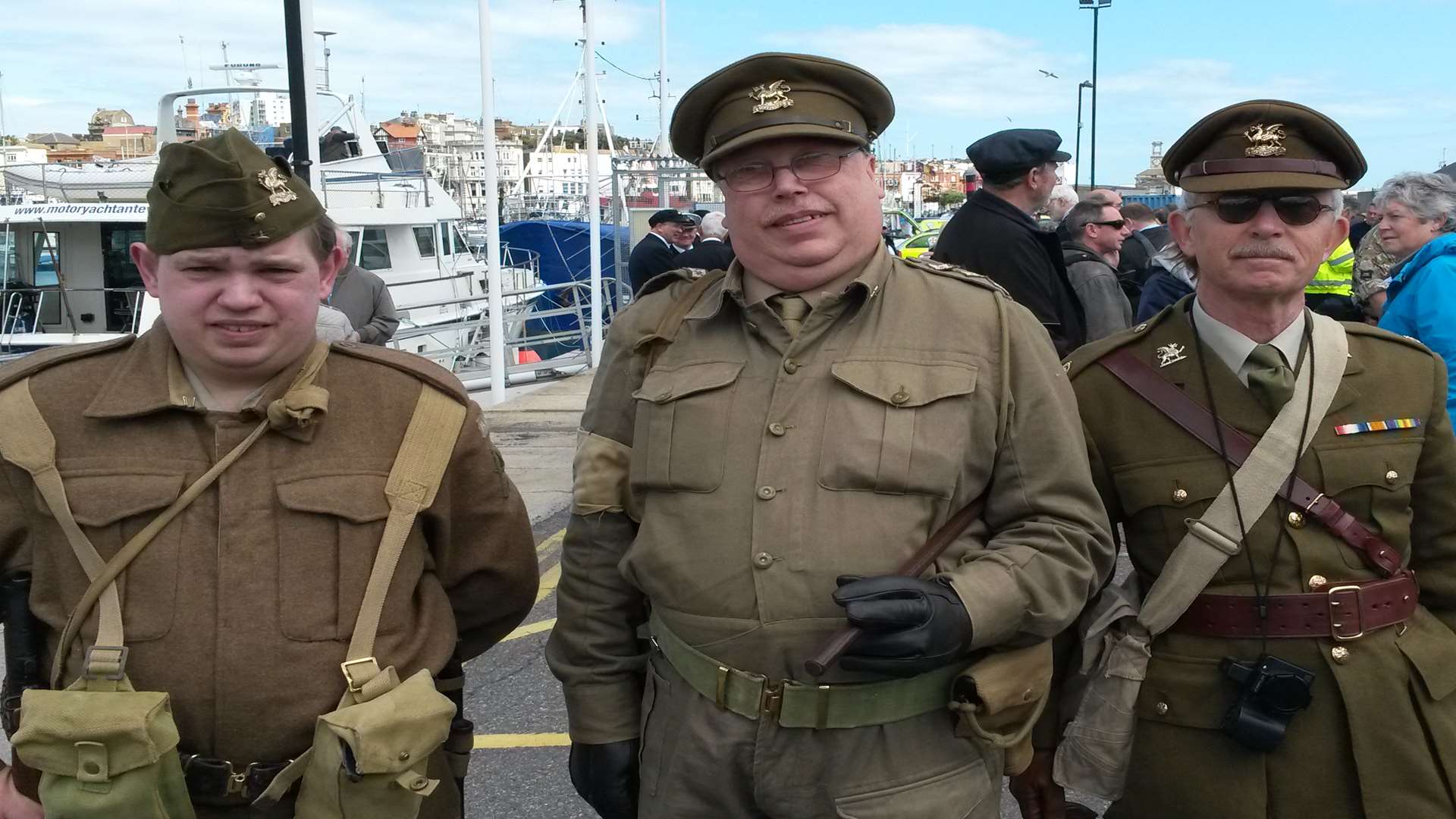 The Ramsgate Home Guard - Private Nigel Pryor (left), Captain Bob Pryor (middle) and Major Vernon Mee (right)