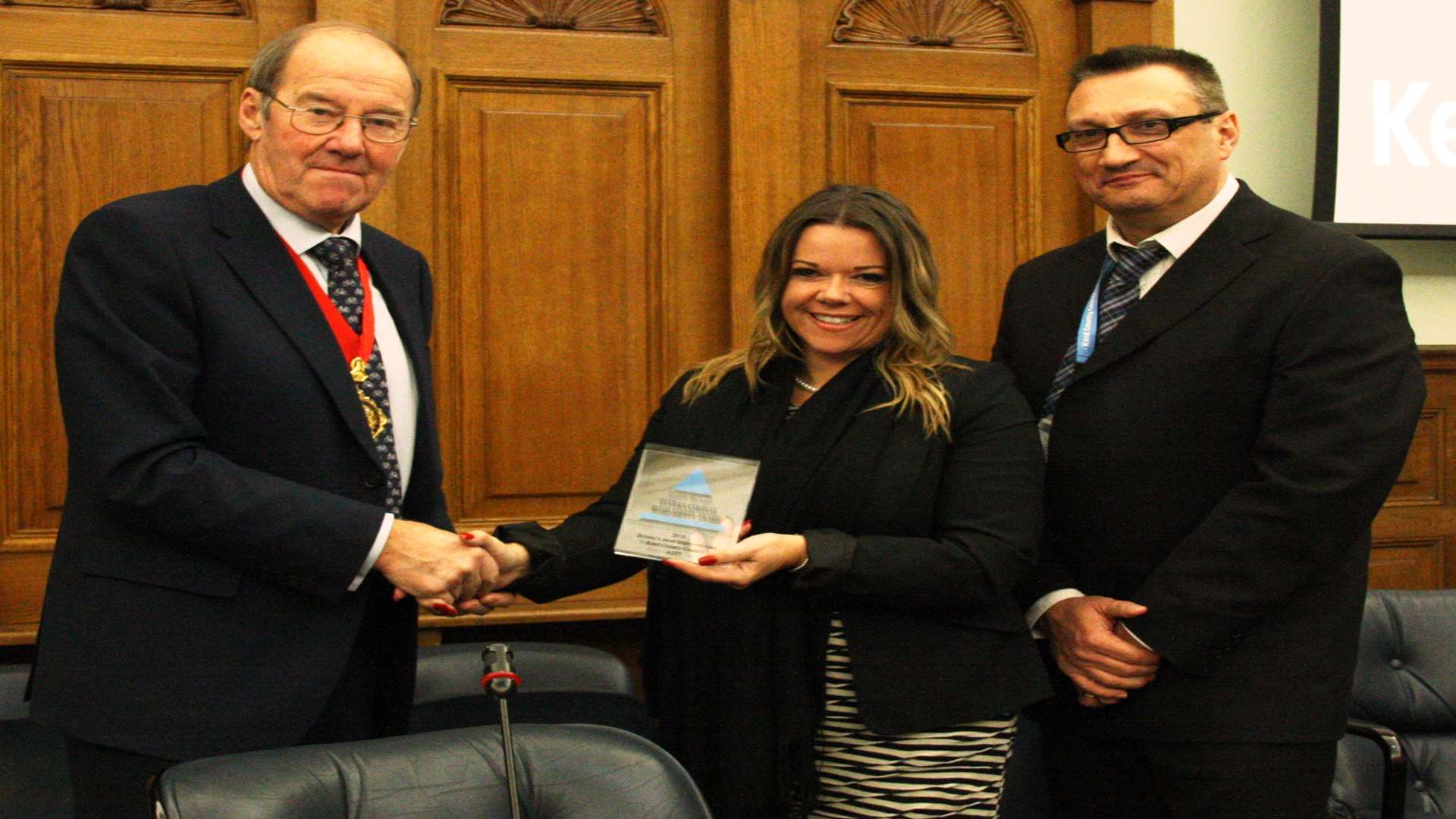 KCC Chairman Tom Gates with Tara O'Shea from KCC's Casualty Reduction Team and Mark Simmons, Tonbridge and Malling district manager