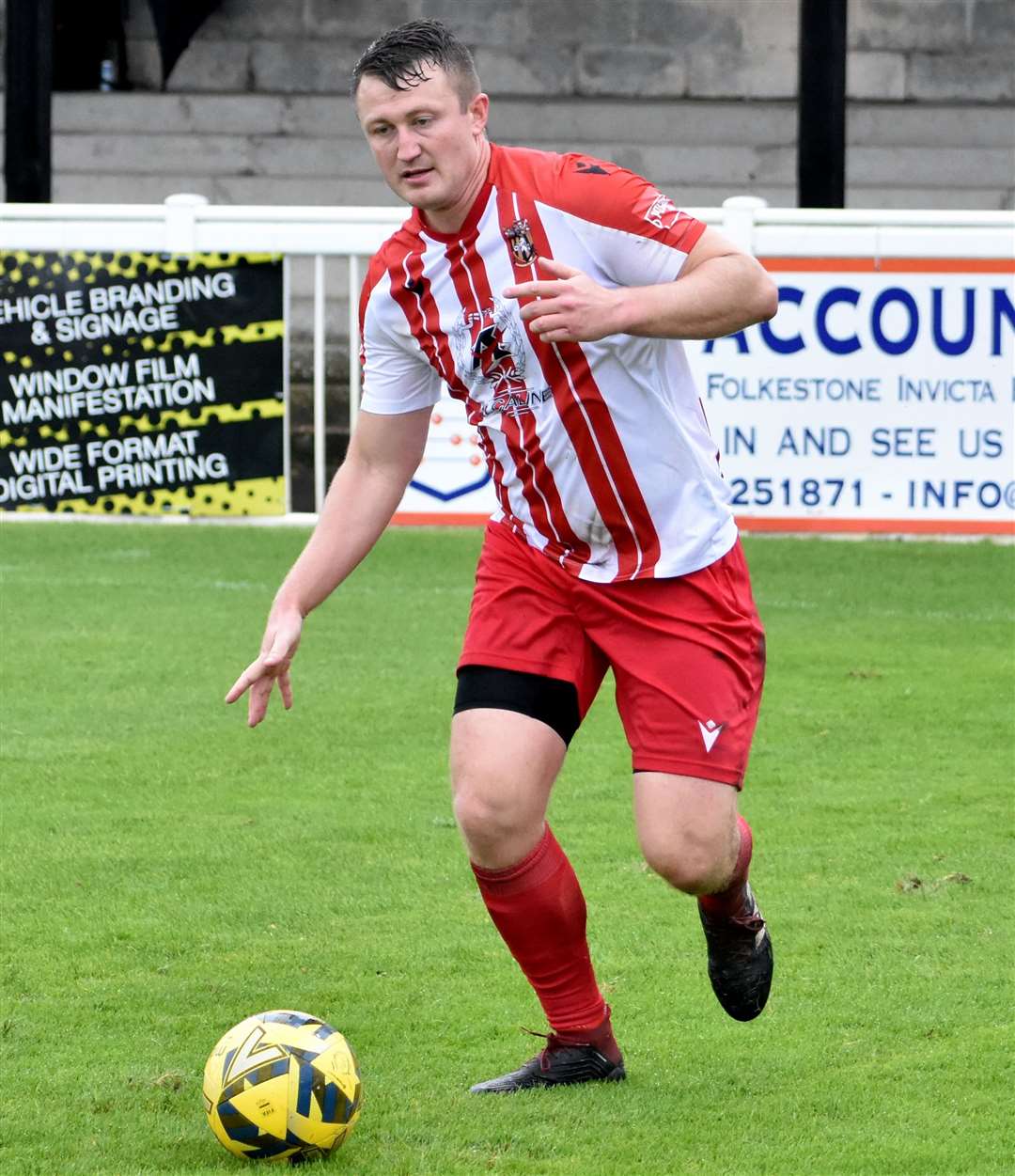 Defender Callum Davies - will leave Folkestone this summer. Picture: Randolph File