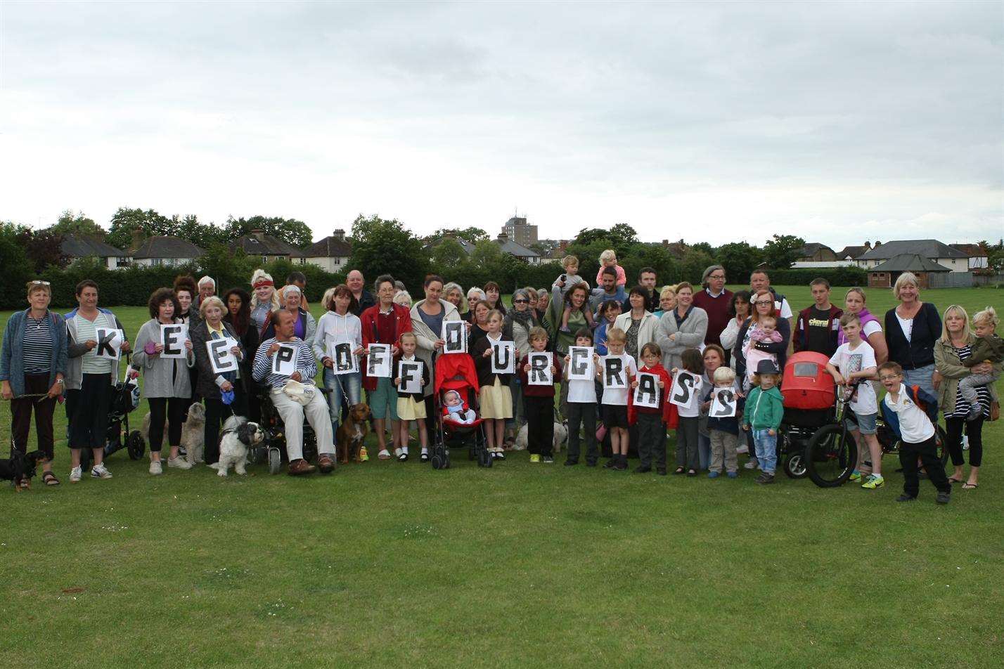 Residents held a demonstration against cars on the field