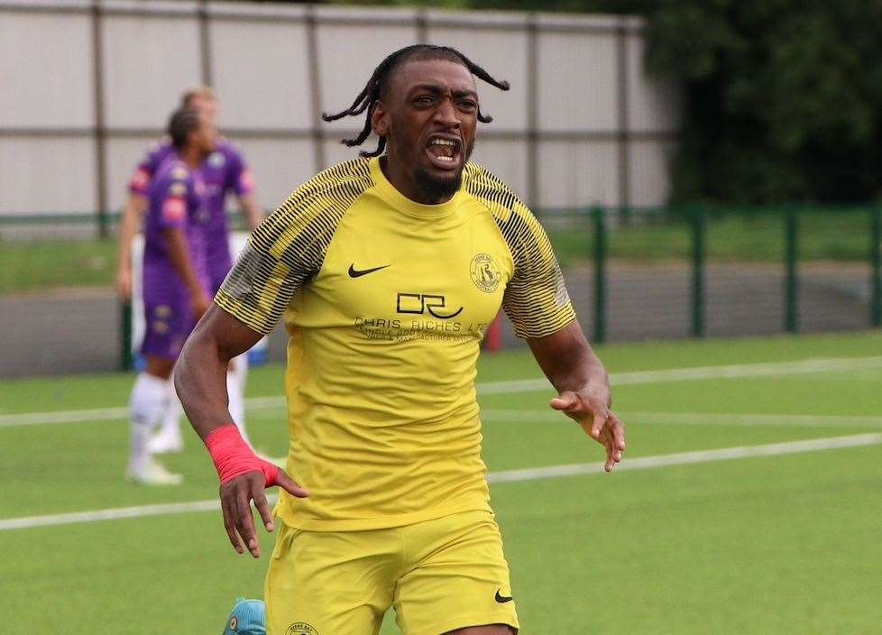 Forward Gil Carvalho – netted late in Herne Bay’s 2-0 weekend win over Phoenix Sports. Picture: James Aylward