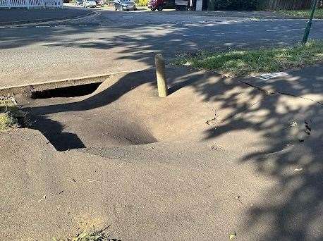 The sinkhole in Chilham Road, Allington Photo credit: Sophie Martin