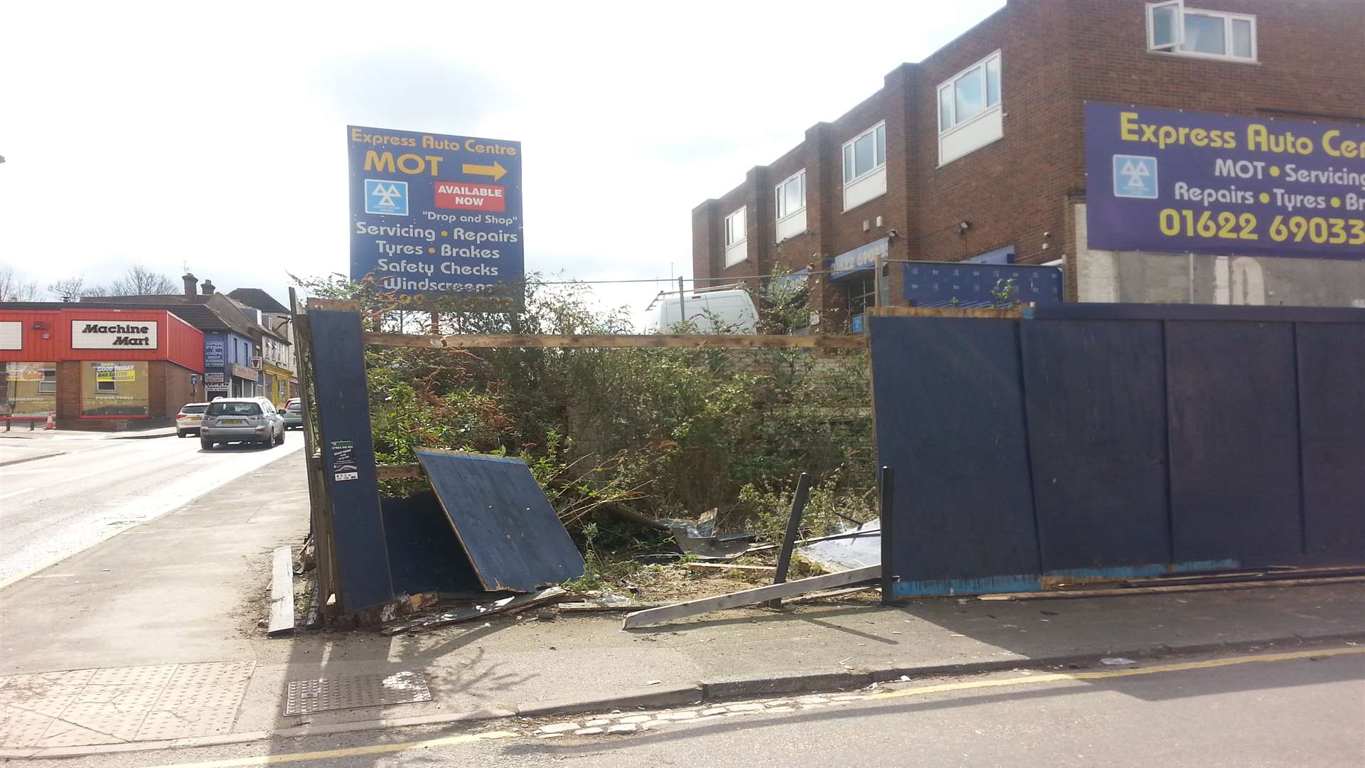 The wall the cars collided with in Upper Stone Street. Picture: Martin Apps