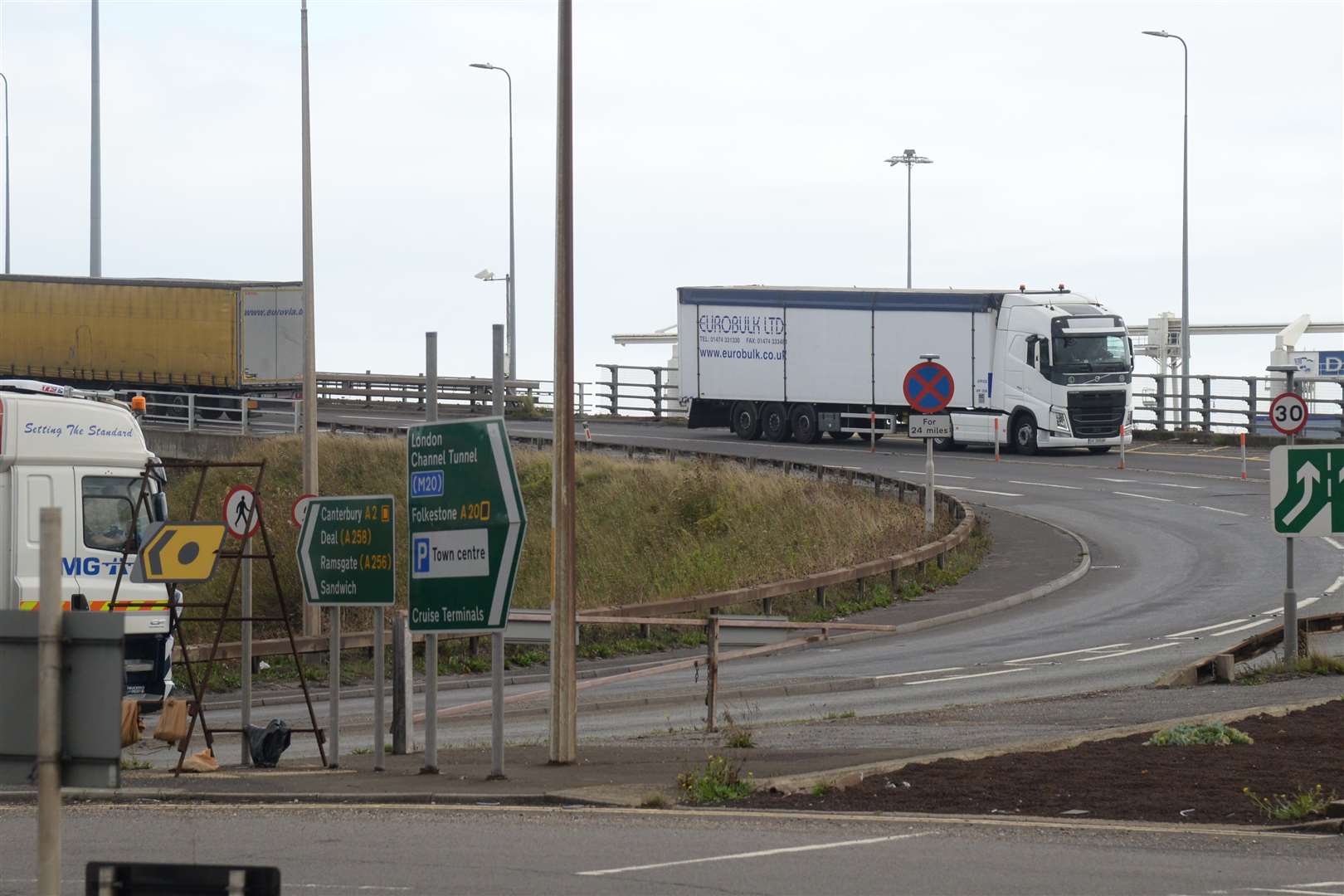 The Eastern Docks roundabout is being resurfaced. Picture: Chris Davey