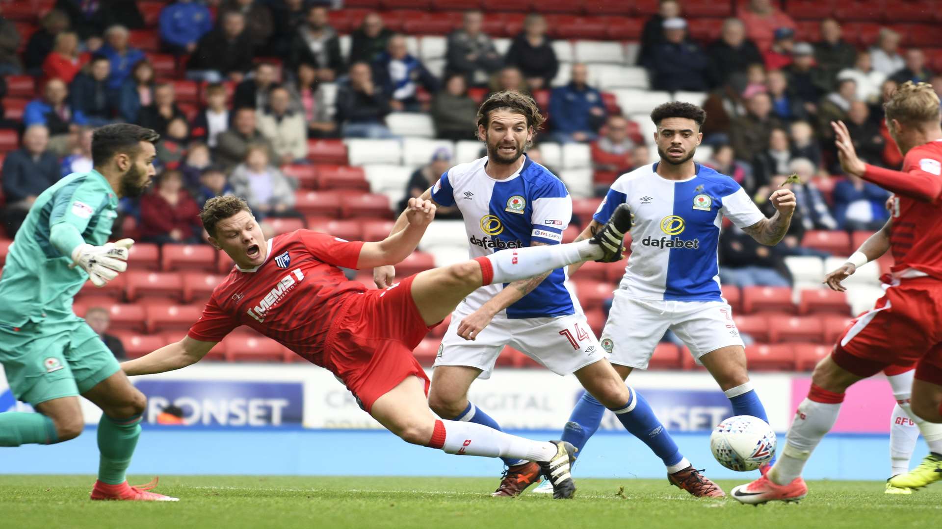 Lee Martin causes panic in the Rovers defence Picture: Barry Goodwin