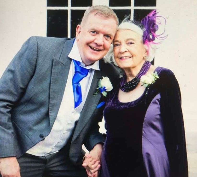 Paul Baker with his mum Marjorie, who he penned a song for. Picture: Paul Baker