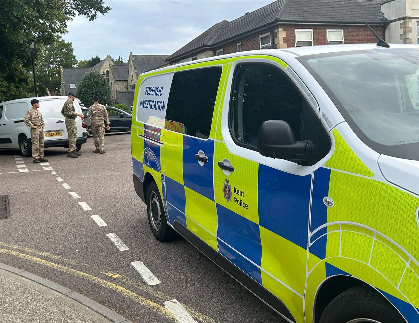 A forensic team at Sally Port Gardens, Gillingham, after a soldier was involved in a serious assault. Picture: Brad Harper/KMG