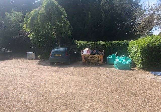 There was a skip and several full grab bags in the car park, but there were also plenty of vacant spaces available