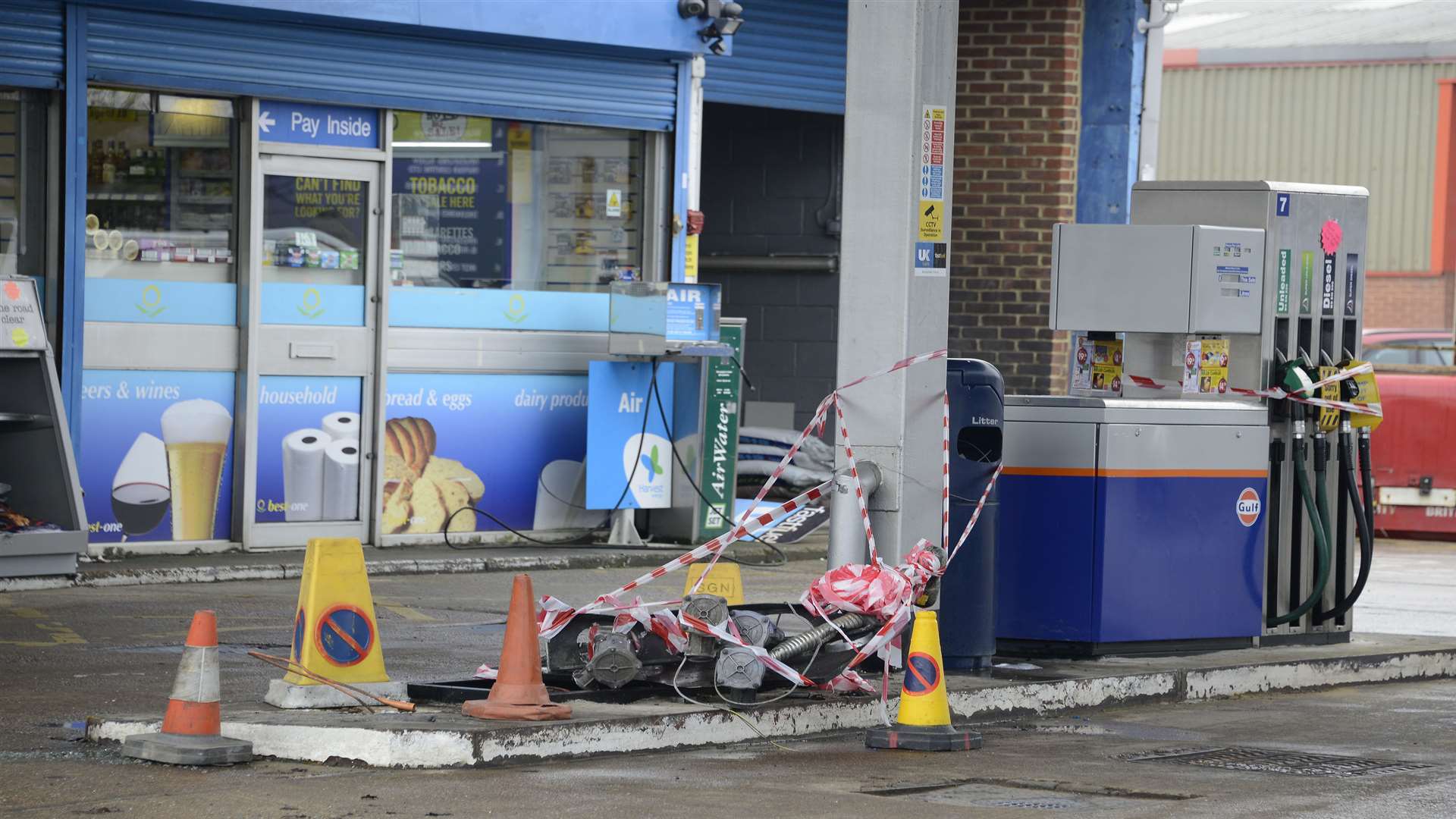 The scene at Aylesford Service Station today