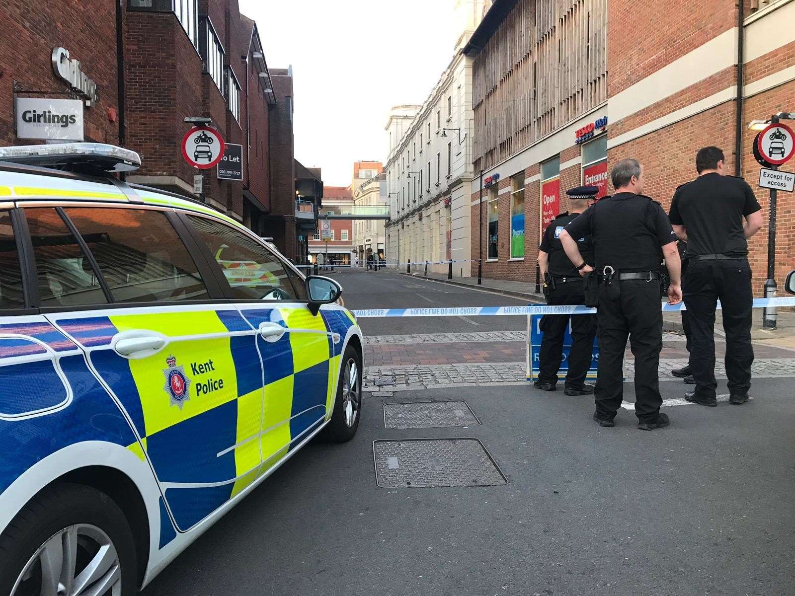 Police at the scene of the attack in Canterbury city centre