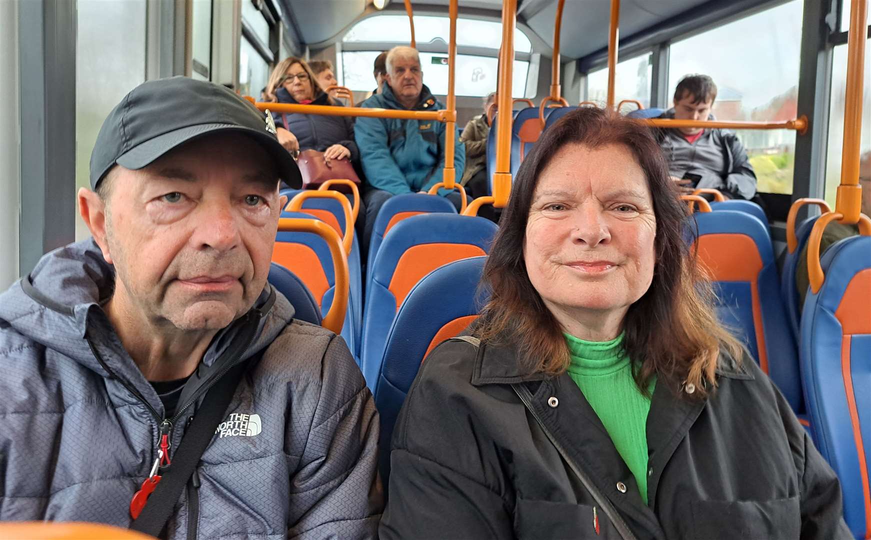 Passengers on the first Fastrack bus on Sunday morning, travelling from Whitfield, Dover