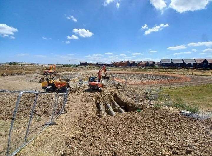 Drainage works taking place at Rushenden. Picture: Homes England/Swale Council