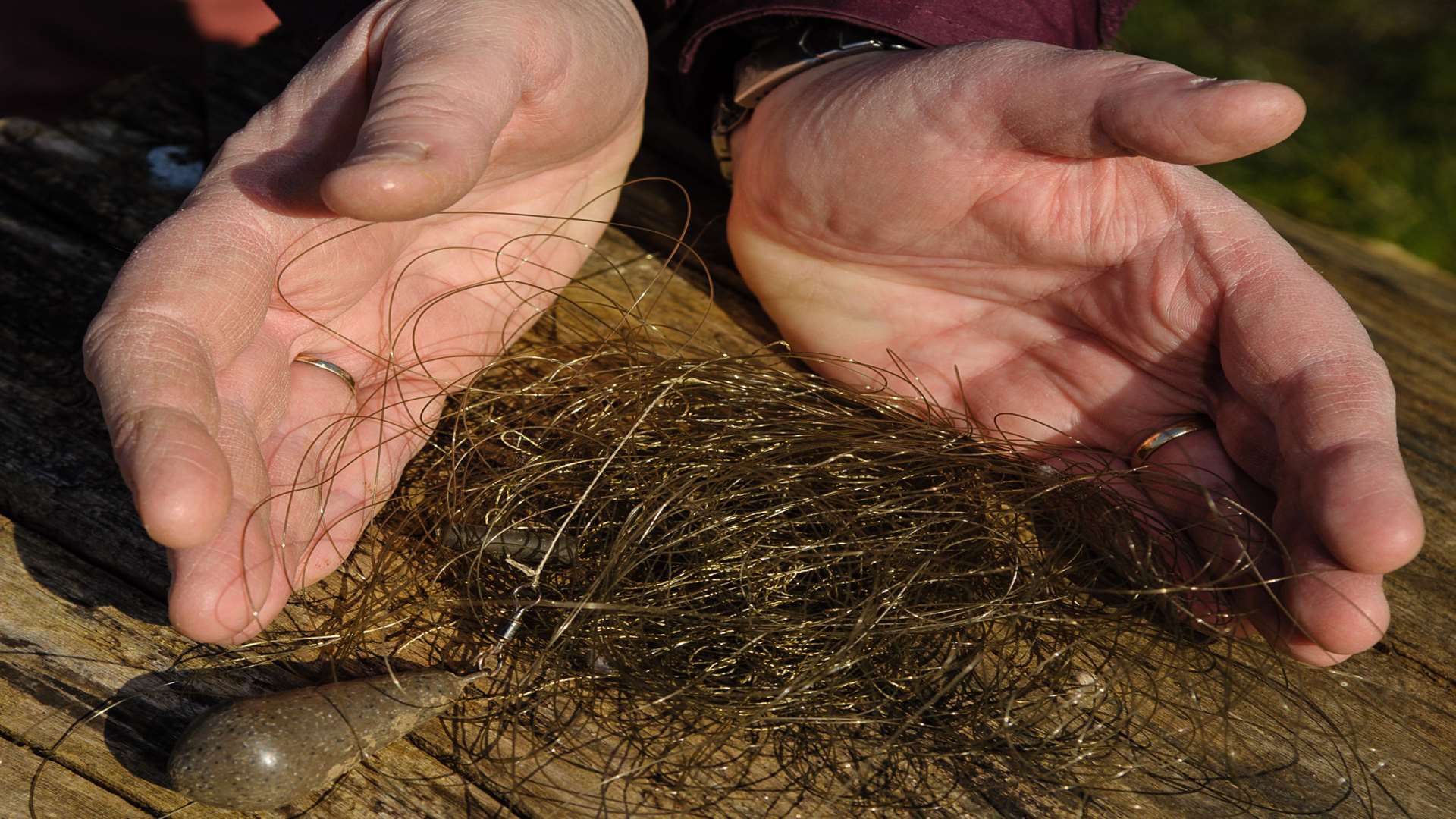 The fishing wire that got tangled around Kadie. Picture: Alan Langley