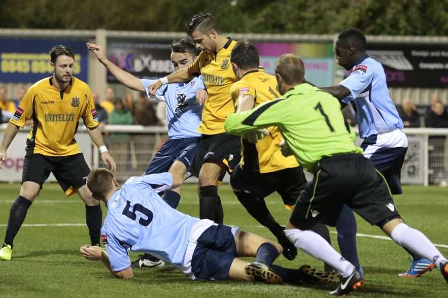 Maidstone warmed up for this weekend's FA Cup clash with a 4-1 win over Kingstonian in midweek Picture: Martin Apps