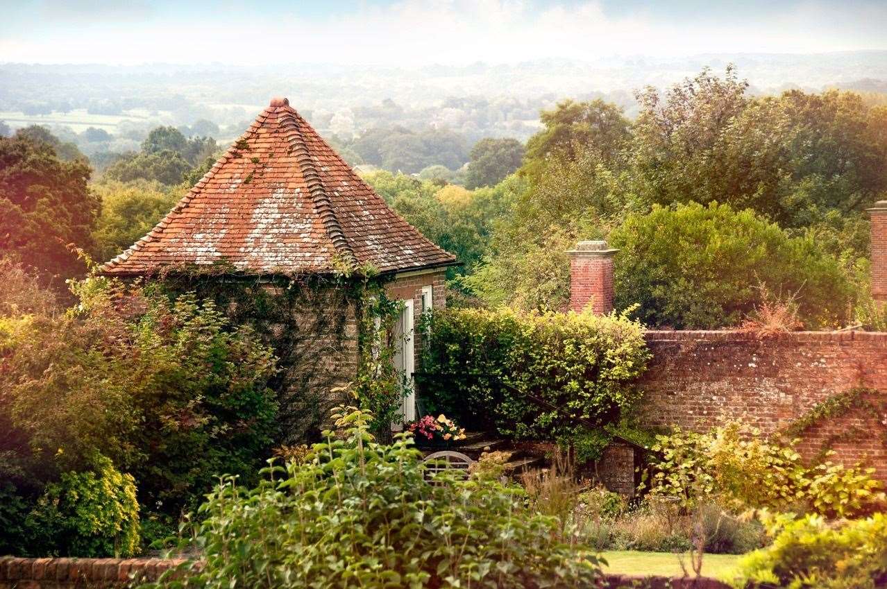 Where Burnett sat to write her story in the gardens of Great Maytham Hall, Rolvenden