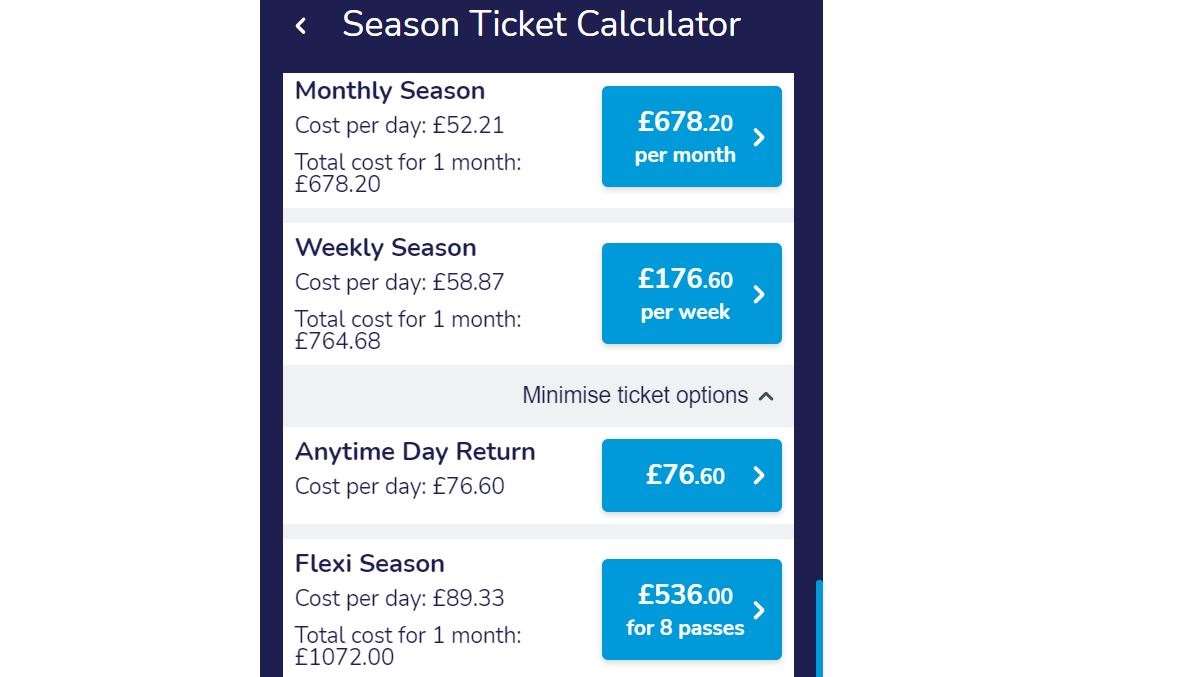 Season tickets from Canterbury to London terminals on the high speed service