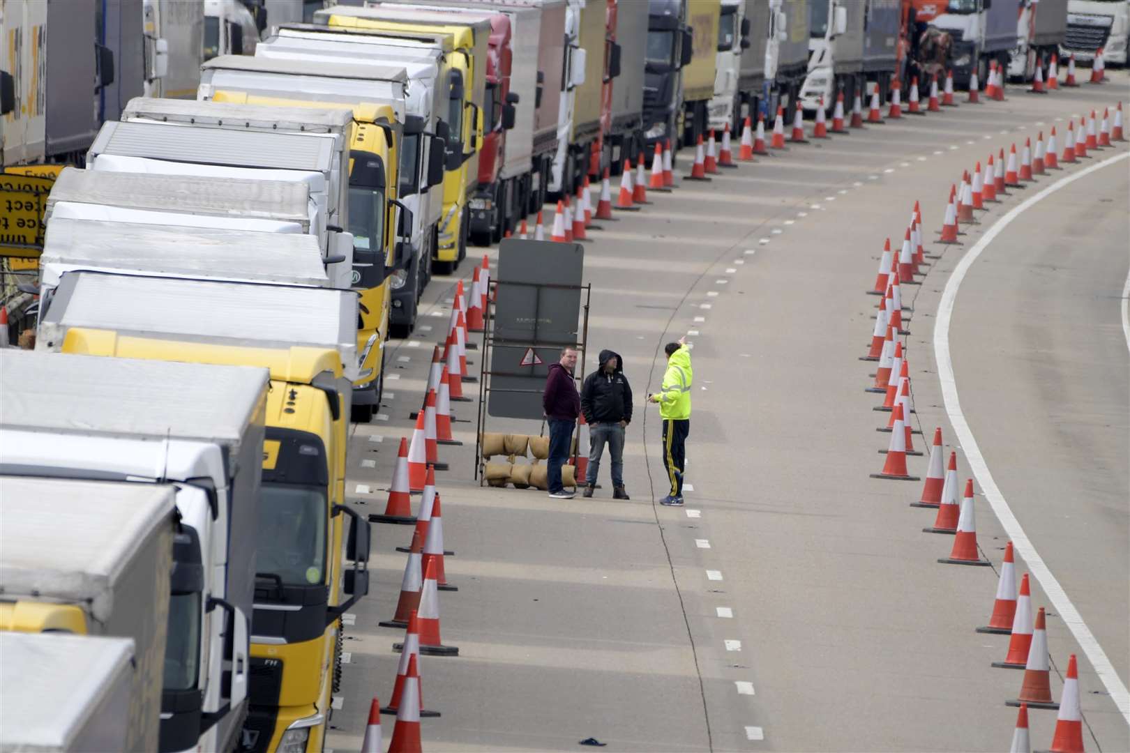 Truckers stuck in Operation Brock at Harrietsham. Picture: Barry Goodwin