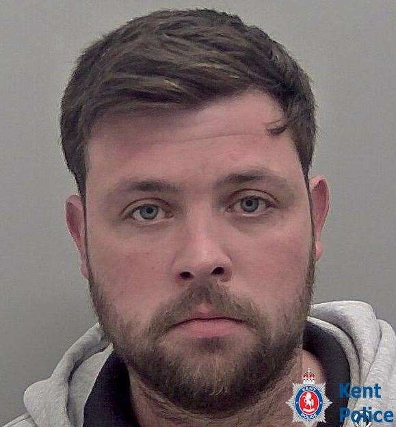 Blake Everhurst, 31, of Saltings Road, Snodland, was jailed for 70 weeks for offences of harassment, threatening behaviour, criminal damage, dangerous driving, driving while disqualified and driving without insurance. Picture: Kent Police