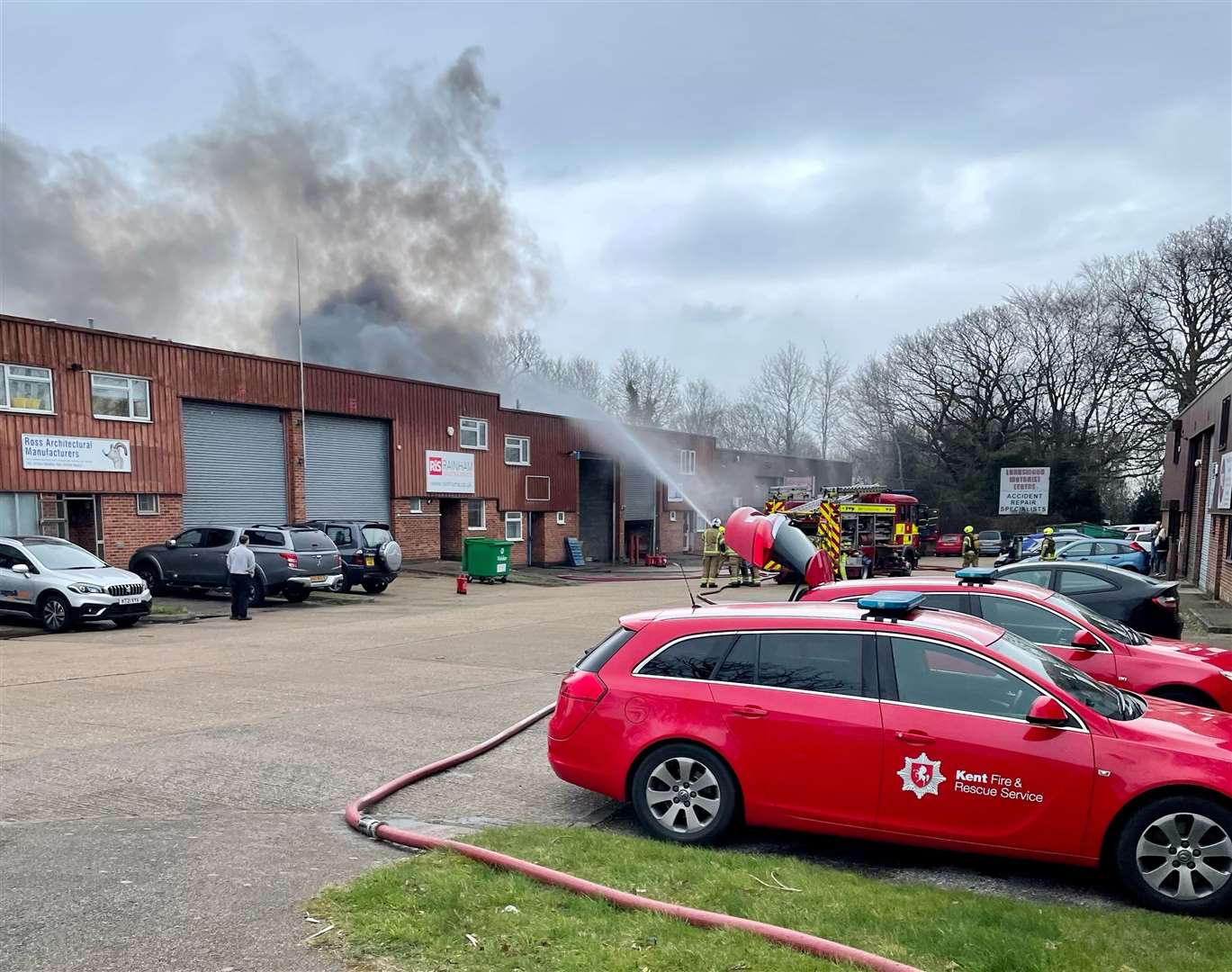 Fire at industrial unit in Revenge Road in Chatham. Picture: Elliot Liquorish